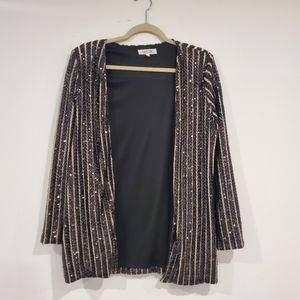 WYLDR Sequin Striped Open Blazer